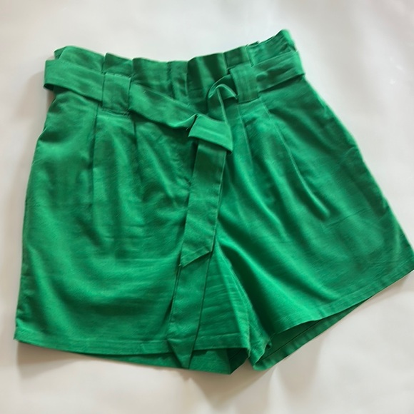 fab'rik High Waist Green Shorts with Sash - Picture 2 of 12